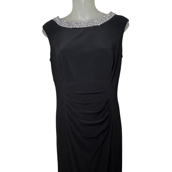 Alex Evenings Black Rhinestone Embellished Neck Long Dress size 4 New - Picture 5 of 11
